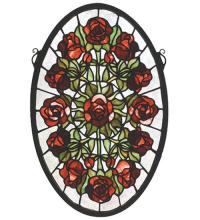 Meyda Green 66005 - 11"W X 17"H Oval Rose Garden Stained Glass Window