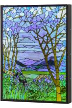 Meyda Black 151565 - 30"W Tiffany Magnolia & Iris Stained Glass Lighted Window