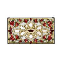 Meyda Black 67139 - 36"W X 20"H Bed of Roses Stained Glass Window