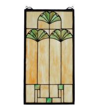 Meyda Black 67787 - 11"W X 20"H Ginkgo Stained Glass Window