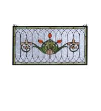 Meyda Black 68019 - 26"W X 14"H Tulip & Fleurs Stained Glass Window