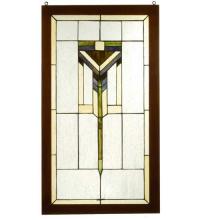 Meyda Black 98099 - 17"W X 30"H Prairie Wood Frame Stained Glass Window