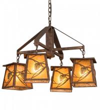 Meyda Yellow 192455 - 28" Wide Whispering Pines 4 Light Chandelier