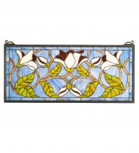 Meyda Yellow 204638 - 25" Wide X 11" High Magnolia Stained Glass Window