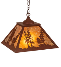 Meyda Yellow 215761 - 16" Square Tall Pines Pendant