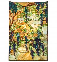 Meyda Yellow 230806 - 32" Wide X 48" High Tiffany Wisteria & Snowball Window