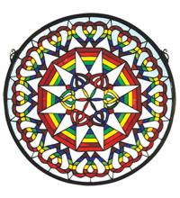 Meyda Yellow 51703 - 20"W X 20"H Rainbow Expression Medallion Stained Glass Window