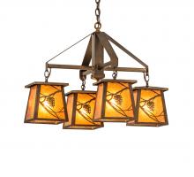 Meyda Yellow 67987 - 28" Wide Whispering Pines 4 Light Chandelier