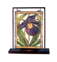 Meyda Yellow 68351 - 9.5"W X 10.5"H Lady Slippers Lighted Mini Tabletop Window