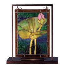 Meyda Yellow 68353 - 9.5"W X 10.5"H Tiffany Pond Lily Lighted Mini Tabletop Window