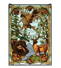 Meyda Yellow 77732 - 25"W X 35"H Wilderness Stained Glass Window