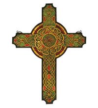 Meyda Yellow 79986 - 25"W X 34"H Jeweled Celtic Cross Stained Glass Window