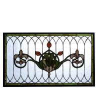 Meyda Yellow 82516 - 24.4"W X 14.4"H Tulip & Fleurs Stained Glass Window