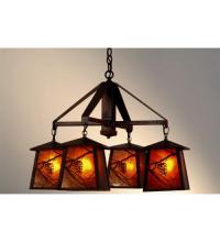 Meyda Yellow 98359 - 28" Wide Whispering Pines 4 LT Chandelier