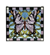 Meyda Tiffany 46464 - 25"W X 23"H Butterfly Stained Glass Window