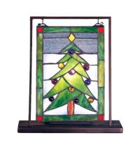 Meyda Tiffany 69658 - 9.5"W X 10.5"H Christmas Tree Lighted Mini Tabletop Window