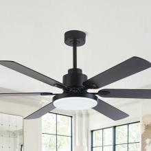 Eileen Grays LLC F8252110V - Parrot Uncle 60" Matte Black Indoor Integrated LED 6-Blade Ceiling Fan with Remote, Modern