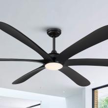 Eileen Grays LLC HTD21117A-BK - Parrot Uncle 72" Black Integrated LED Downrod Mount Ceiling Fan, Modern