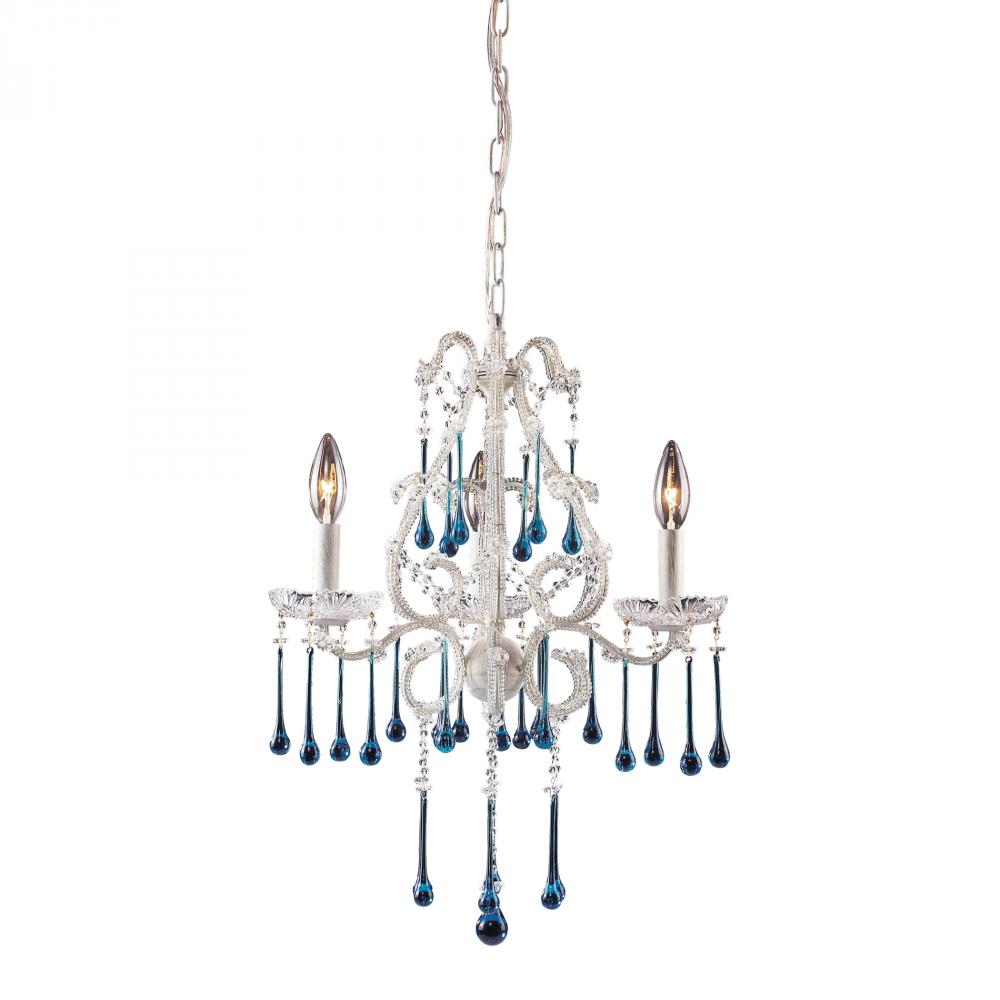 Three Light Antique White Up Chandelier