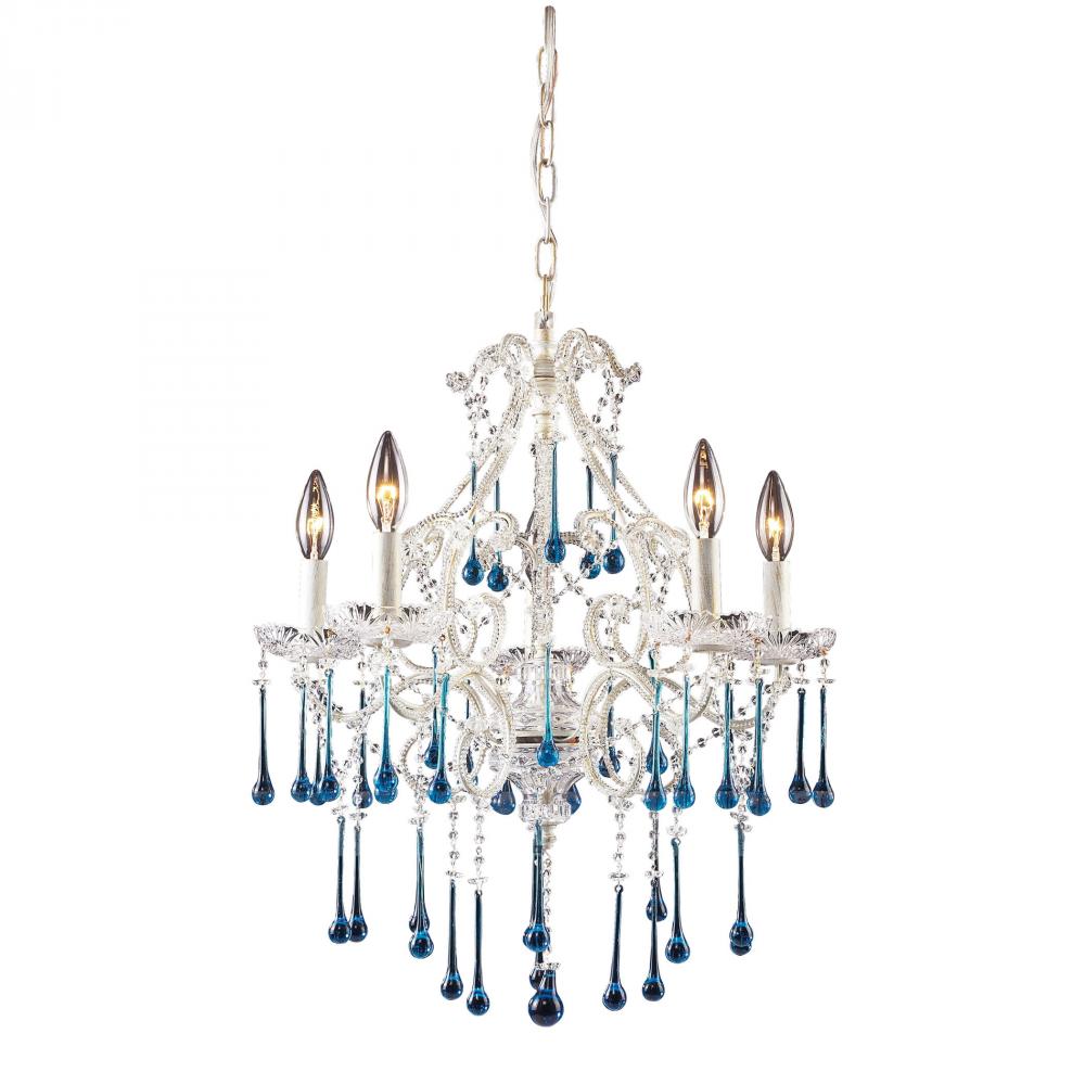 Opulence 5 Light Chandelier In Antique White And