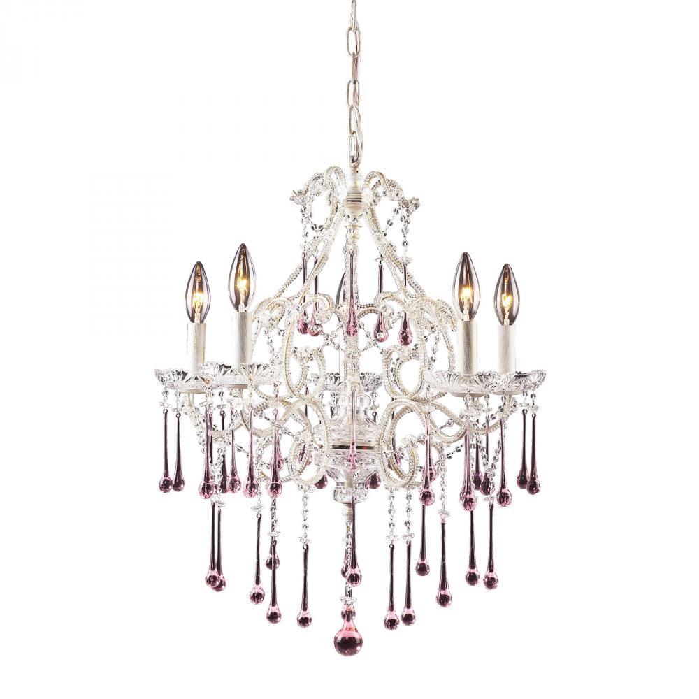 Opulence 5 Light Chandelier In Antique White And