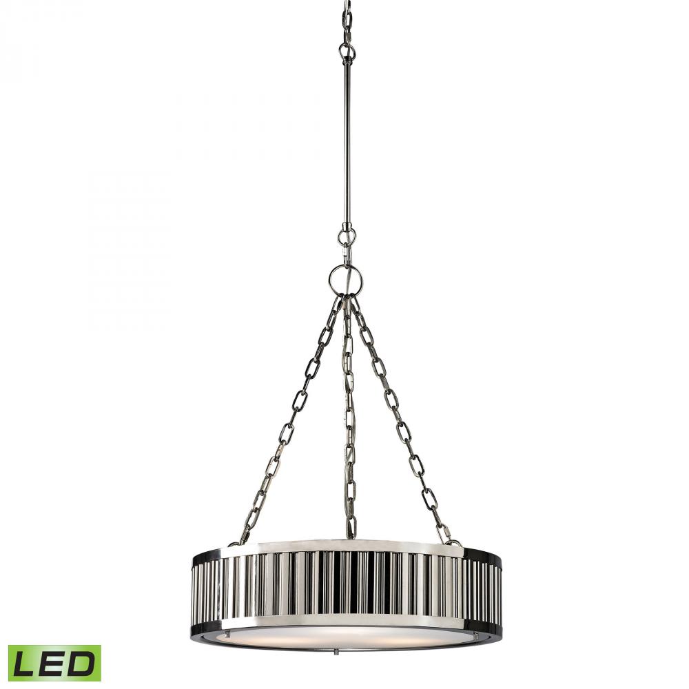 Linden Manor 3 Light LED Pendant In Polished Nic